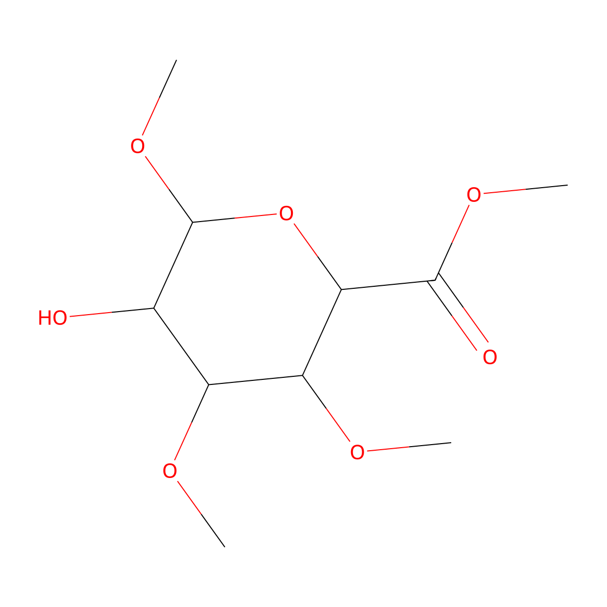 Methyl 5-hydroxy-3,4,6-trimethoxyoxane-2-carboxylate molecular structure, CAS 51433-28-4