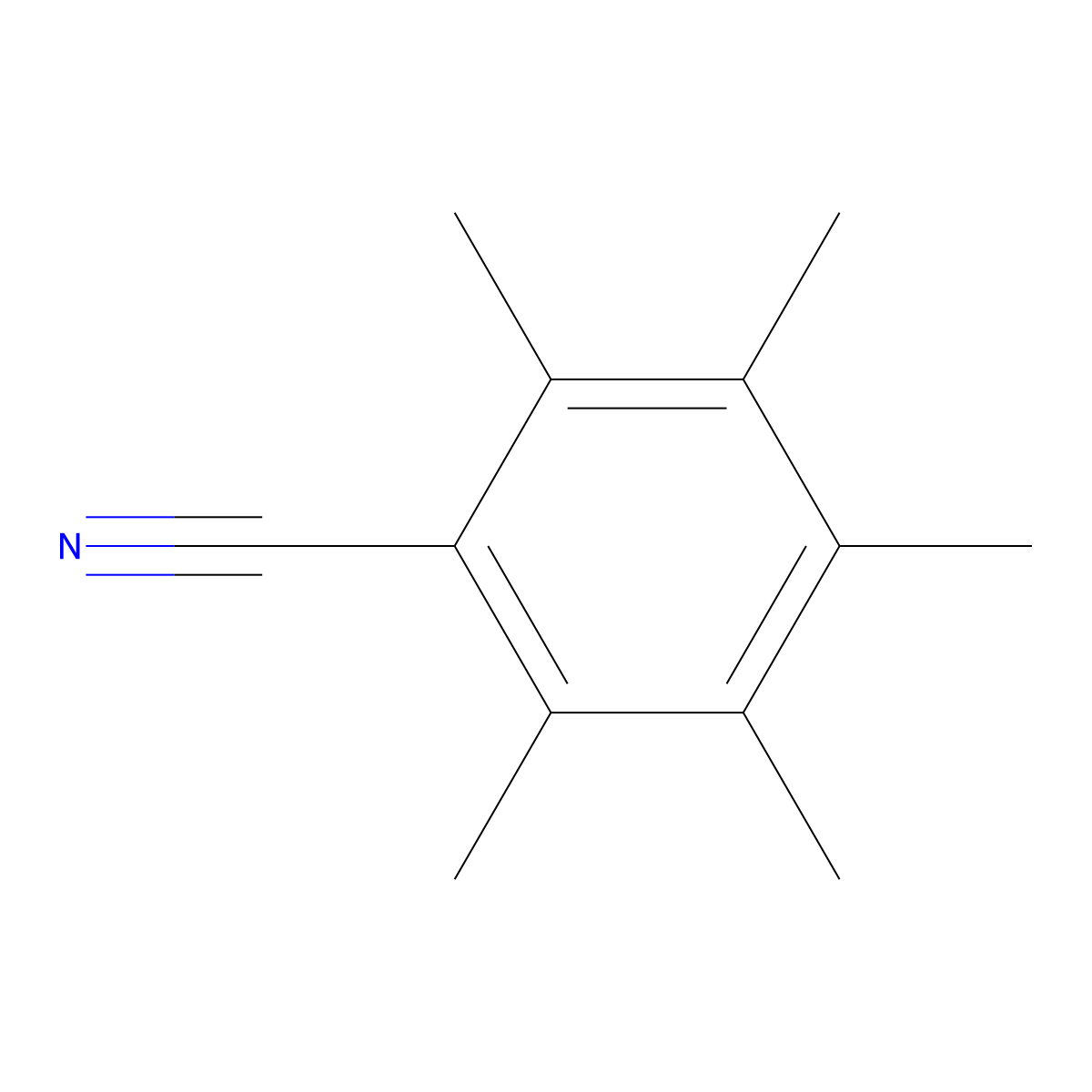 Pentamethylbenzonitrile molecular structure, CAS 5144-10-5