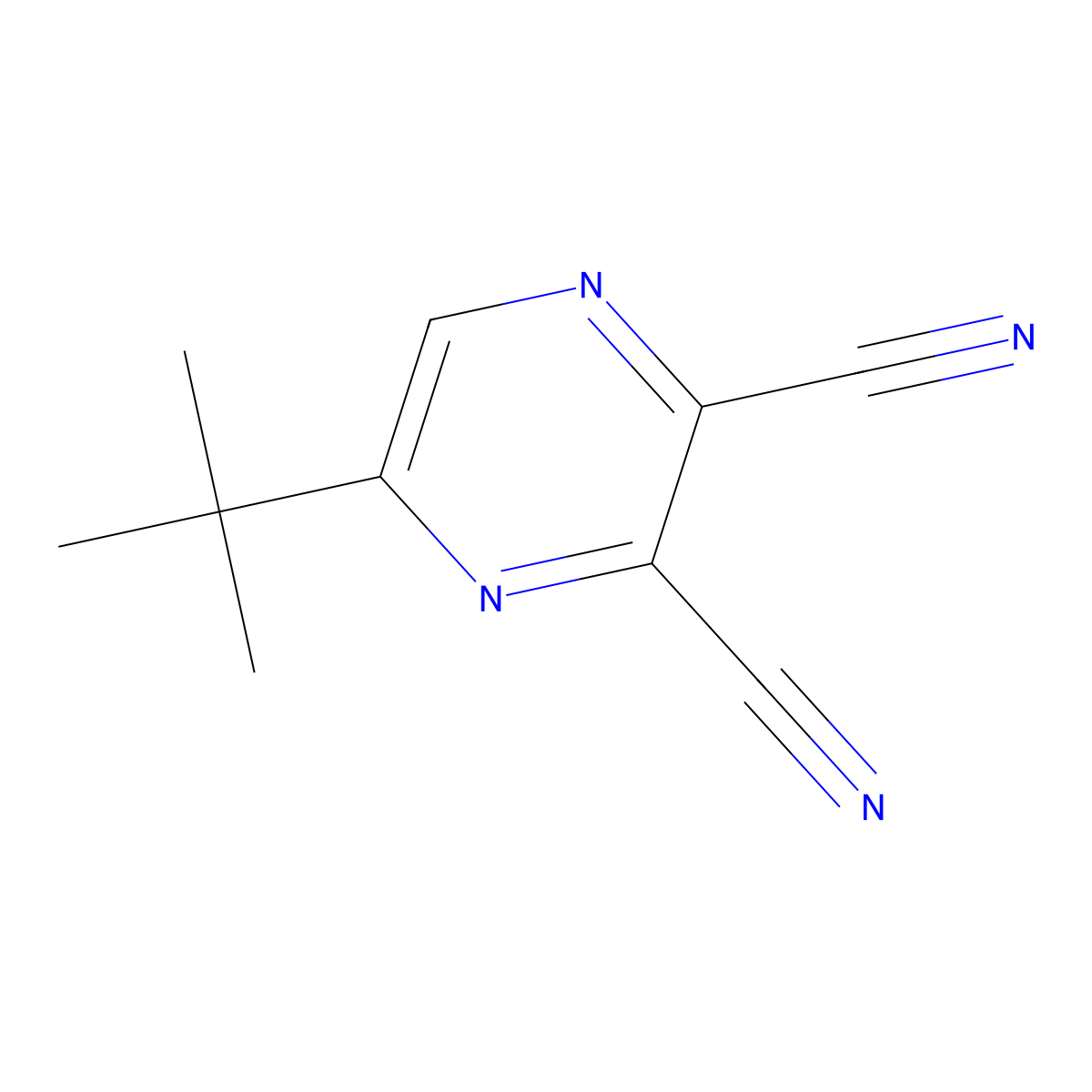 5-(Tert-butyl)pyrazine-2,3-dicarbonitrile molecular structure, CAS 51440-69-8