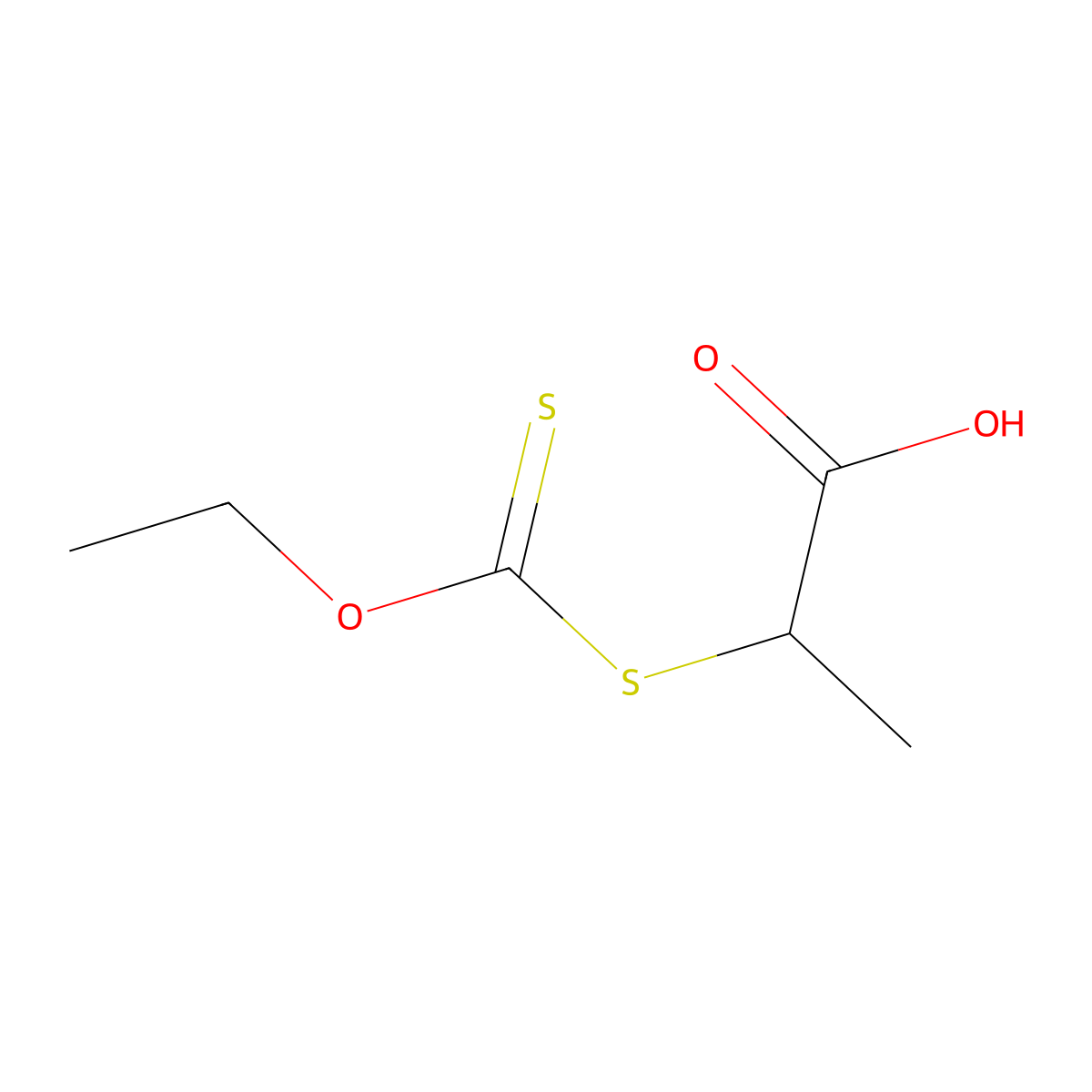 2-[(Ethoxymethanethioyl)sulfanyl]propanoic acid molecular structure, CAS 51440-83-6