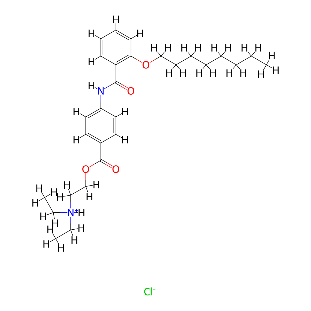 Benzoic acid, 4-(2-(octyloxy)benzamido)-, 2-(diethylamino)ethyl ester hydrochloride molecular structure, CAS 51444-52-1