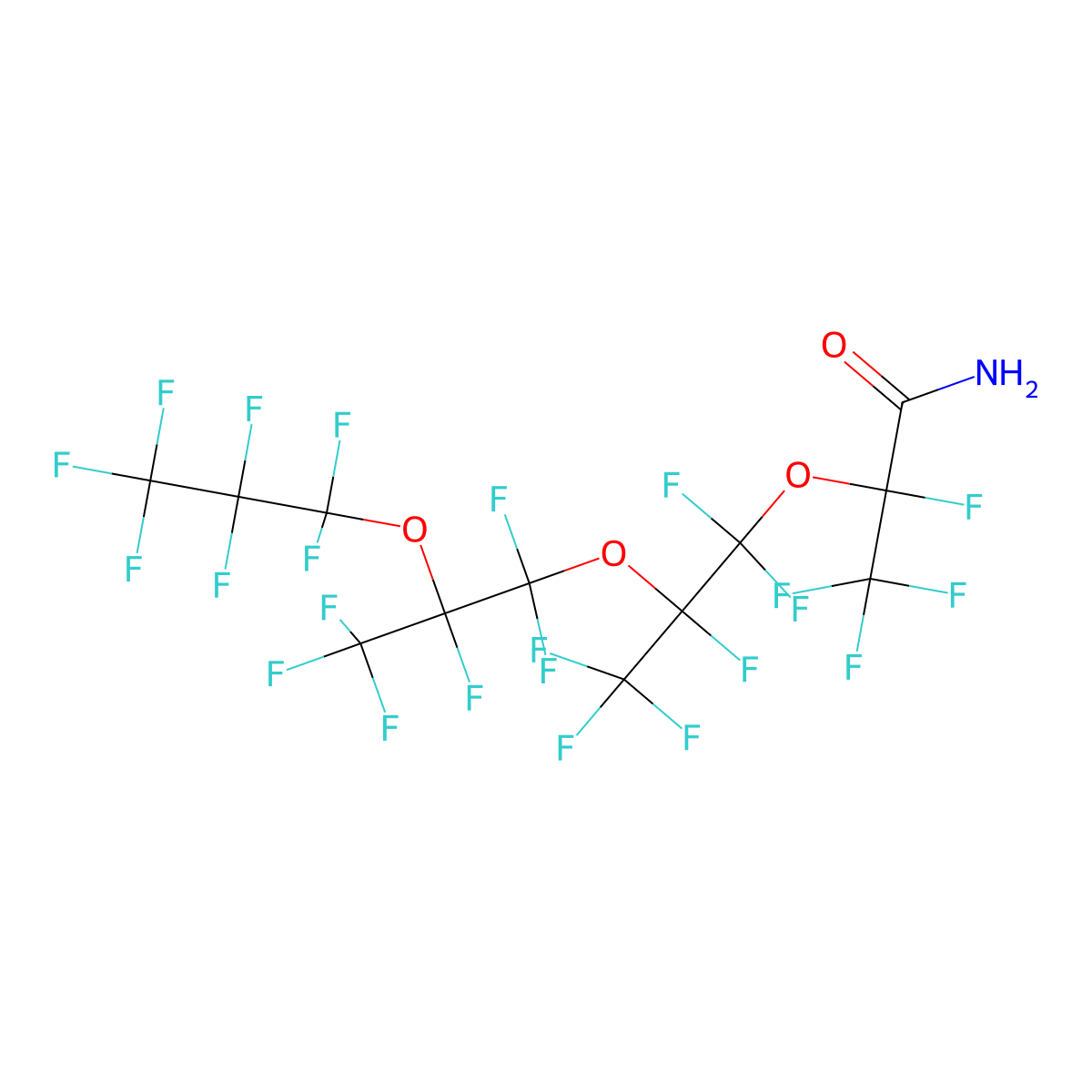 Perfluoro(2,5,8-trimethyl-3,6,9-trioxadodecan)amide molecular structure, CAS 51445-02-4