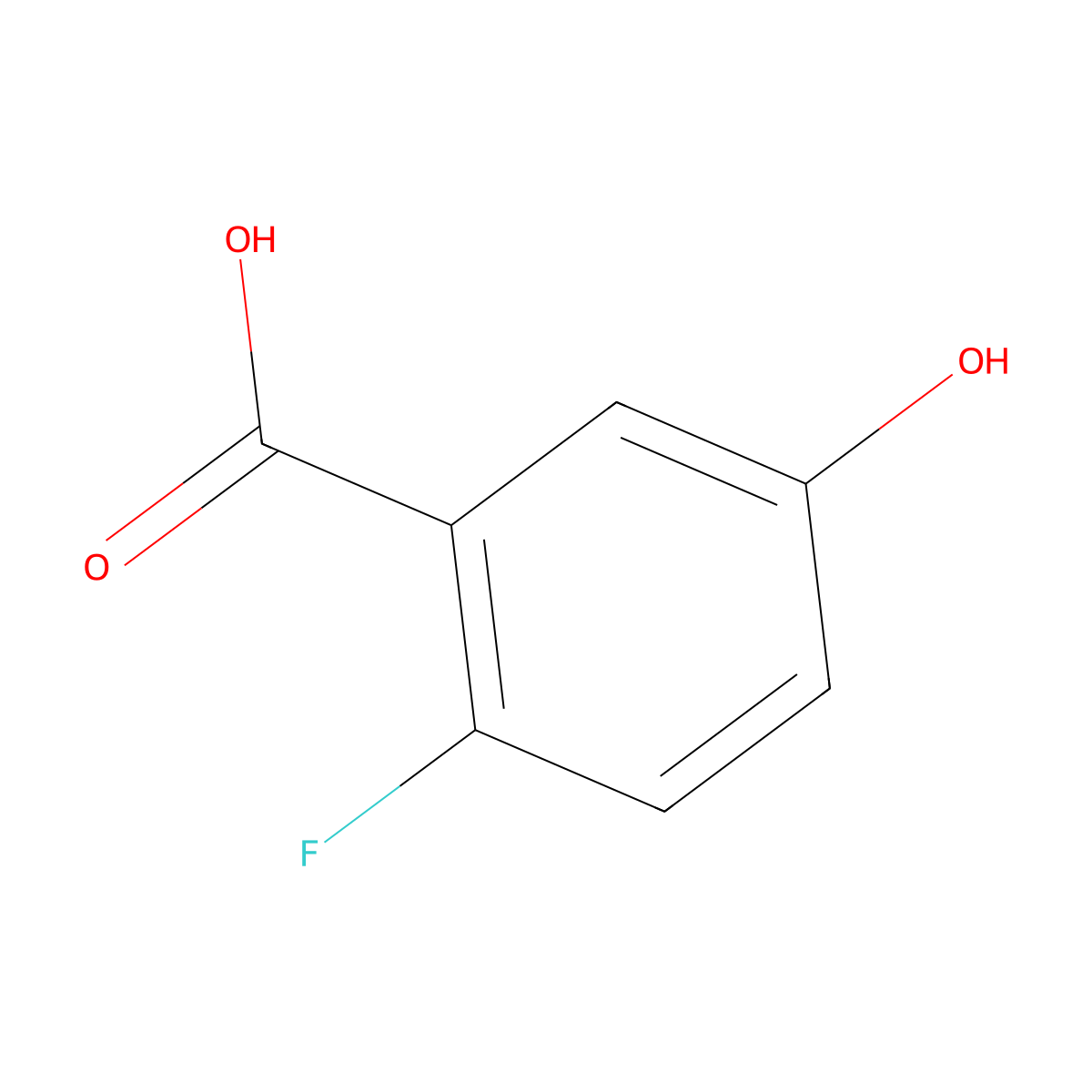 2-Fluoro-5-hydroxybenzoic acid molecular structure, CAS 51446-30-1