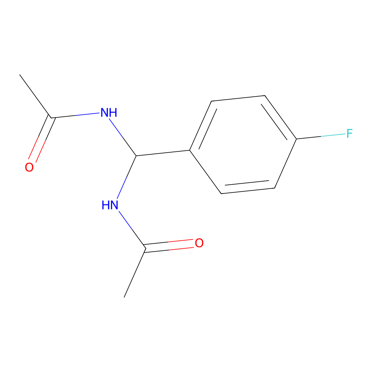 N-[acetamido-(4-fluorophenyl)methyl]acetamide molecular structure, CAS 5145-57-3
