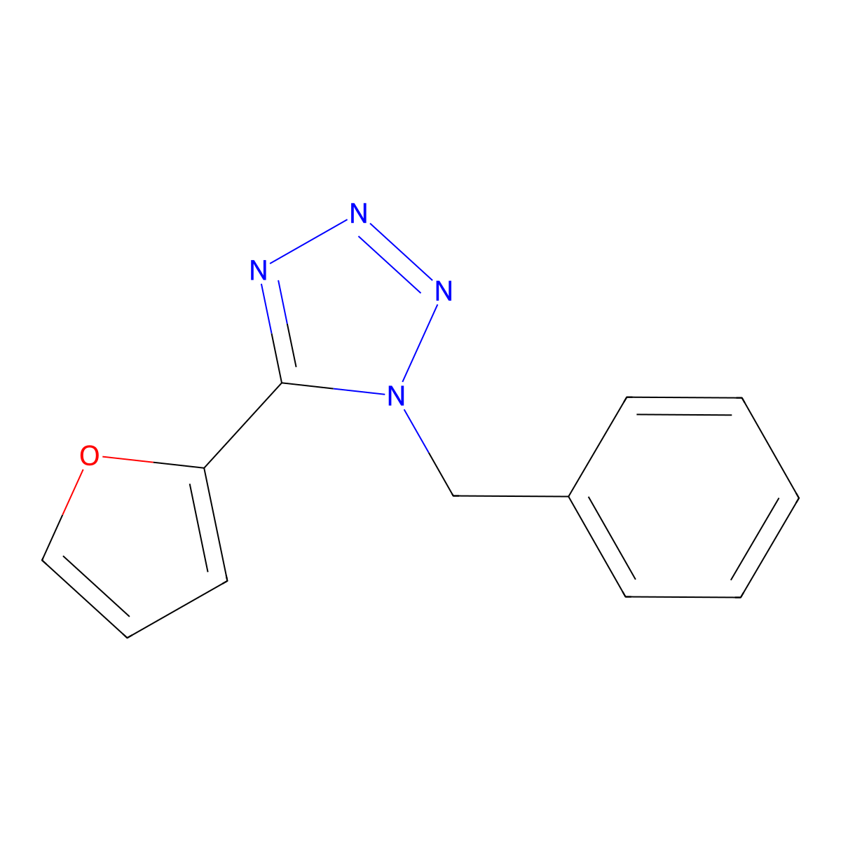 1-benzyl-5-(2-furyl)-1H-tetrazole molecular structure, CAS 5145-66-4