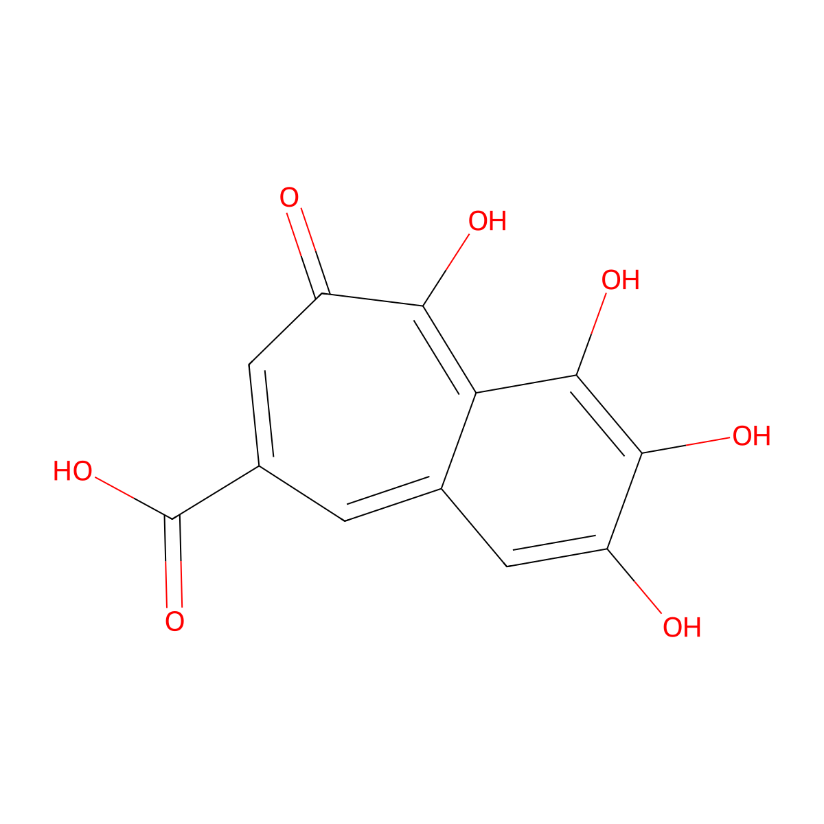 2,3,4,6-Tetrahydroxy-5-oxo-5h-benzo[7]annulene-8-carboxylic acid molecular structure, CAS 5146-12-3