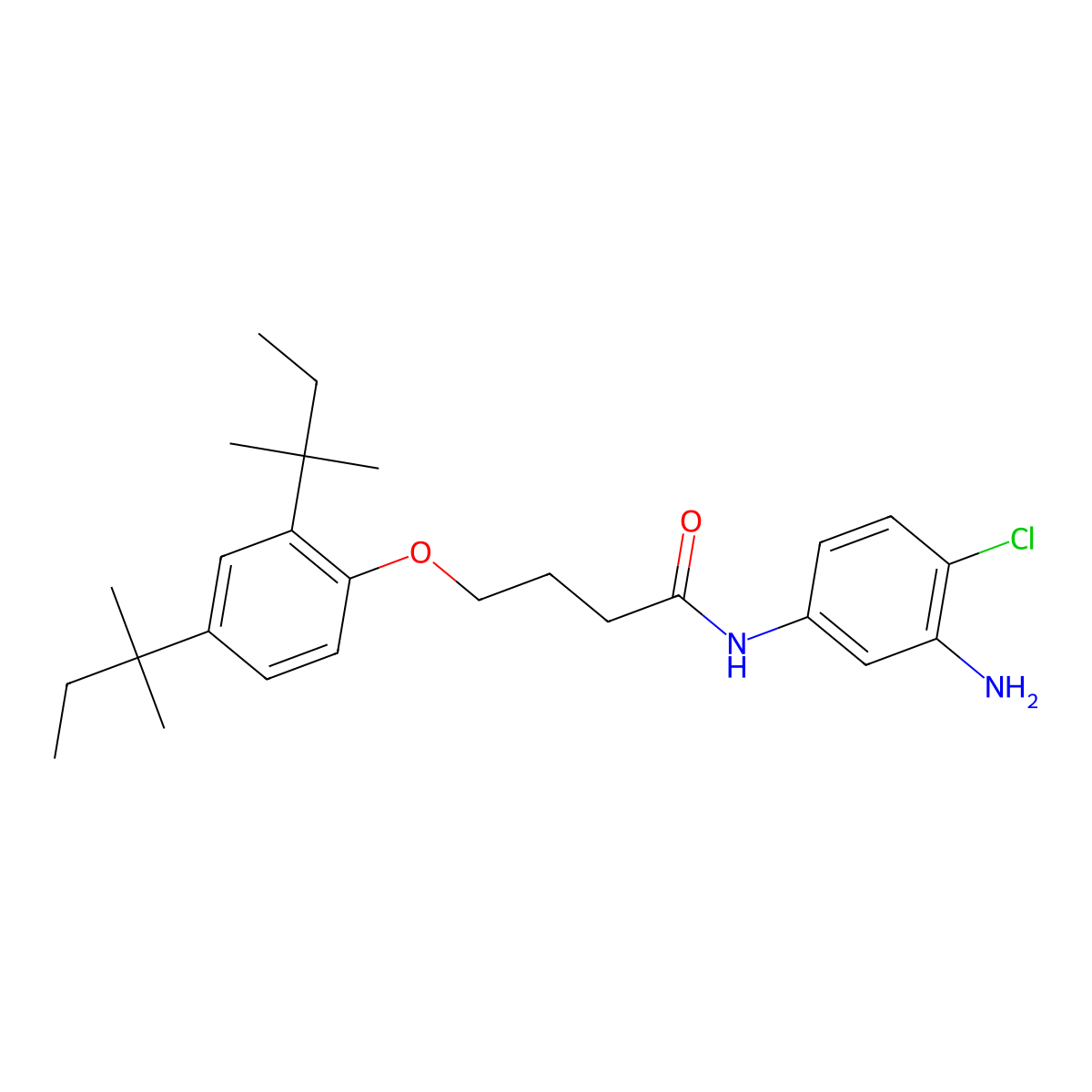 Butanamide, N-(3-amino-4-chlorophenyl)-4-[2,4-bis(1,1-dimethylpropyl)phenoxy]- molecular structure, CAS 51461-11-1