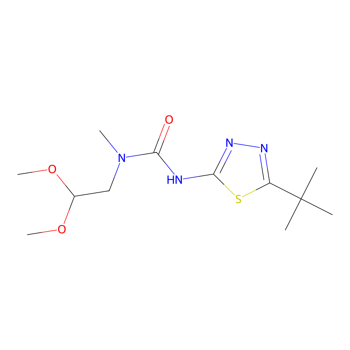 N-(2,2-Dimethoxyethyl)-N'-(5-tert-butyl-1,3,4-thiadiazol-2-yl)-N-methylurea molecular structure, CAS 51461-71-3