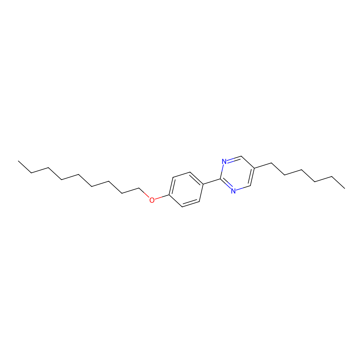 Pyrimidine, 5-hexyl-2-[4-(nonyloxy)phenyl]- molecular structure, CAS 51462-26-1
