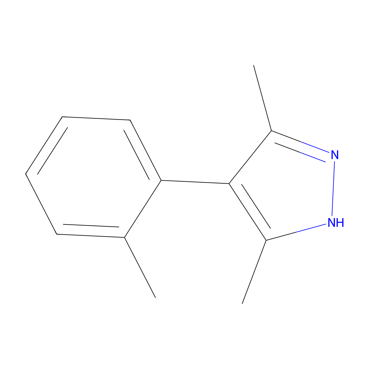 3,5-Dimethyl-4-(o-tolyl)-1H-pyrazole molecular structure, CAS 51463-80-0