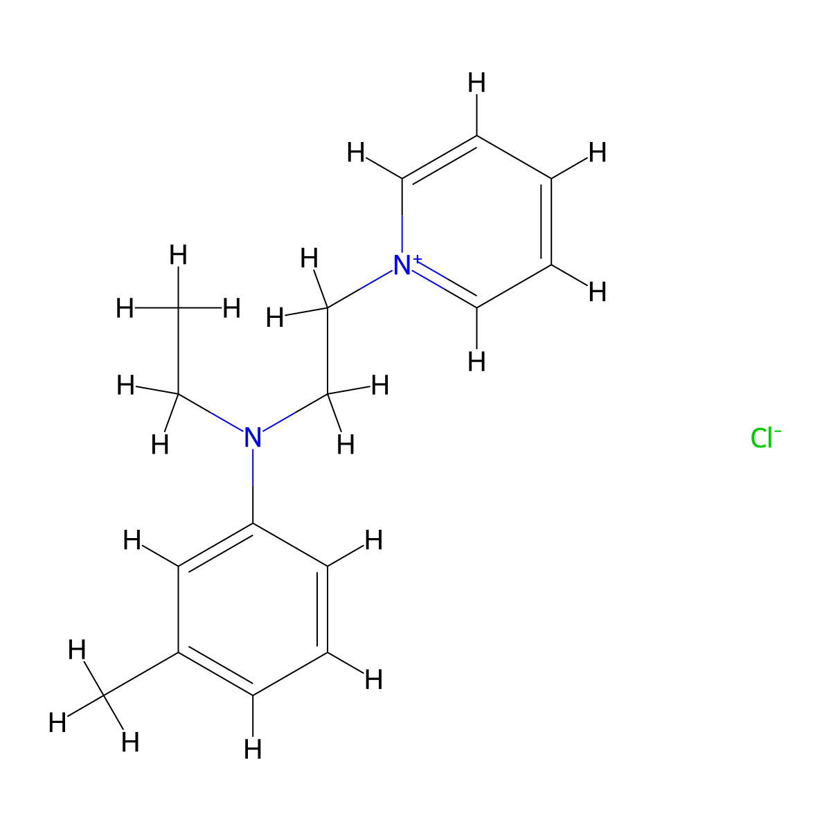 Pyridinium, 1-(2-(ethyl(3-methylphenyl)amino)ethyl)-, chloride (1:1) molecular structure, CAS 51475-16-2