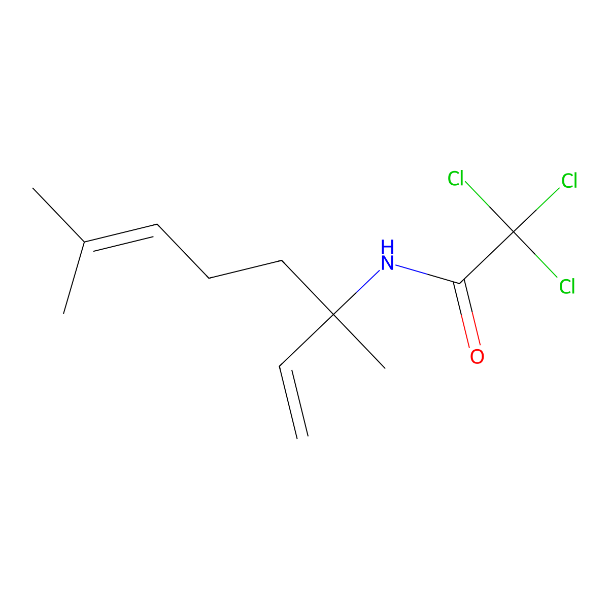 2,2,2-Trichloro-N-(3,7-dimethylocta-1,6-dien-3-yl)acetamide molecular structure, CAS 51479-78-8