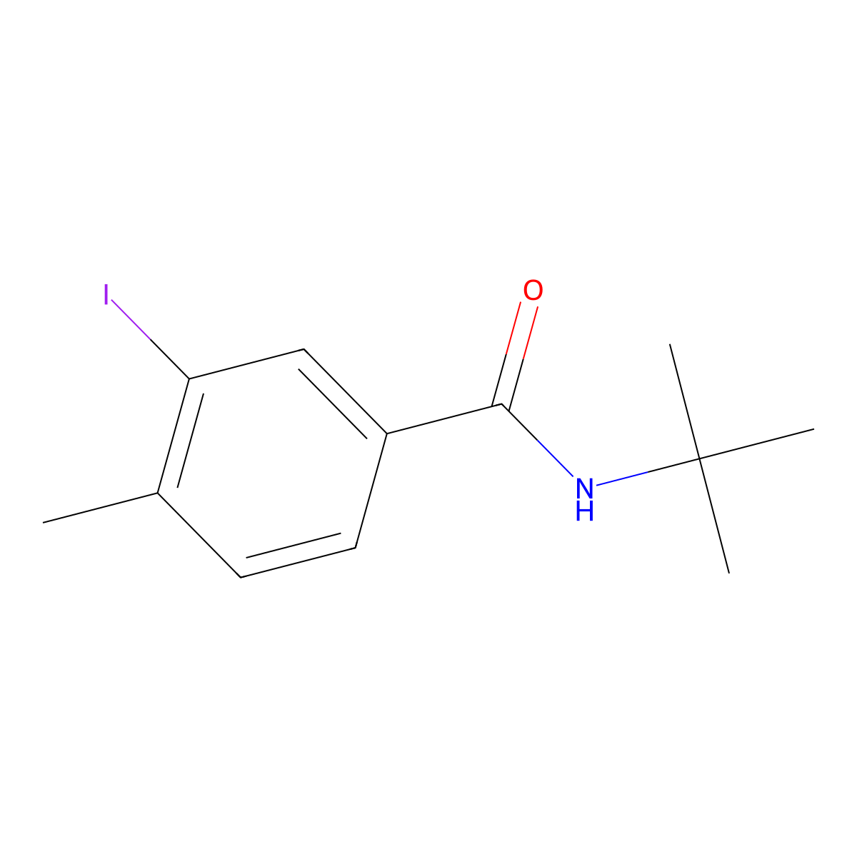 N-(tert-butyl)-3-iodo-4-methylbenzamide molecular structure, CAS 514794-68-4