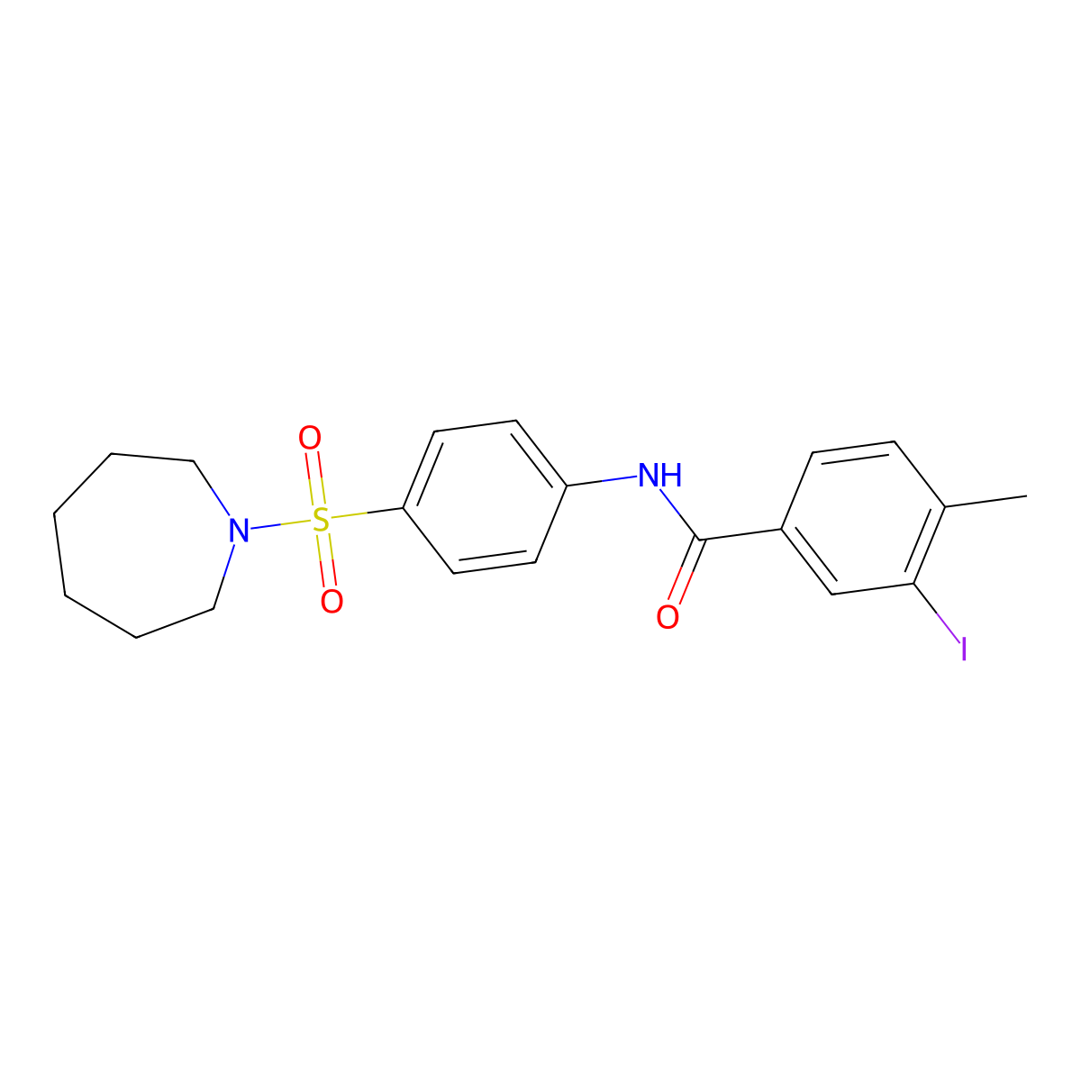 N-[4-(azepan-1-ylsulfonyl)phenyl]-3-iodo-4-methylbenzamide molecular structure, CAS 514794-74-2