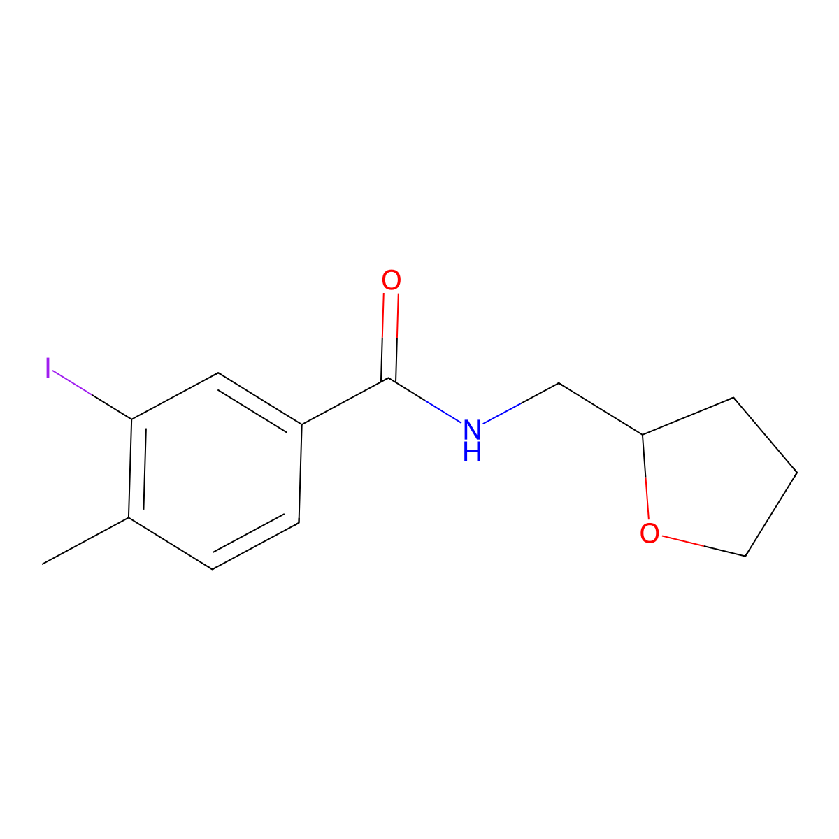 3-iodo-4-methyl-N-(tetrahydro-2-furanylmethyl)benzamide molecular structure, CAS 514794-78-6