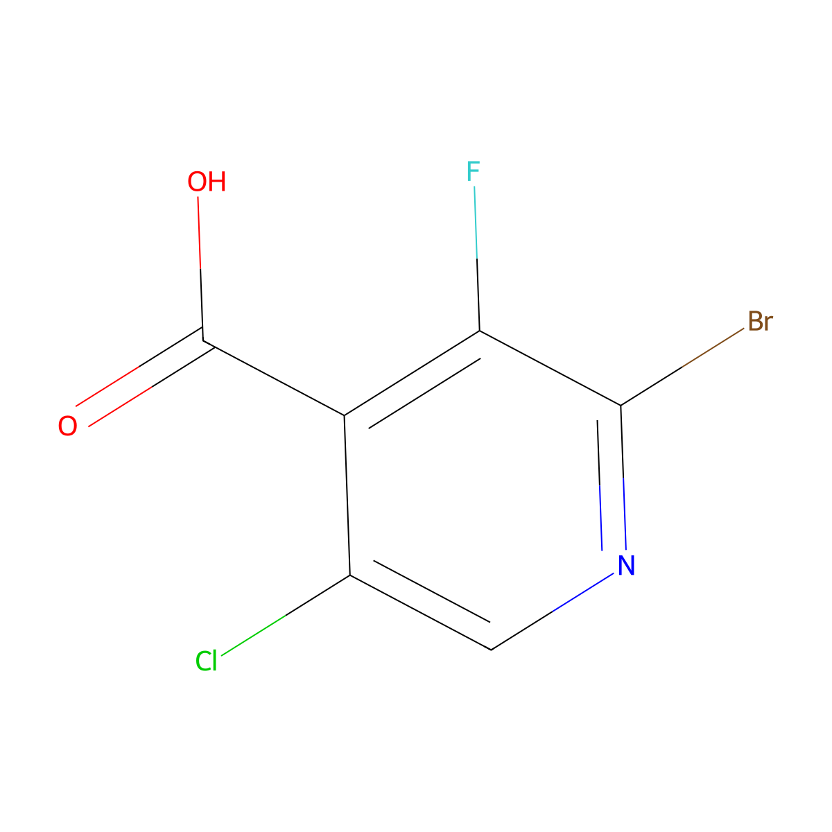 2-Bromo-5-chloro-3-fluoropyridine-4-carboxylic acid molecular structure, CAS 514798-01-7