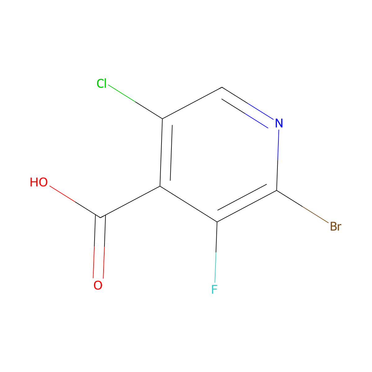 2-Bromo-5-chloro-3-fluoropyridine-4-carboxylic acid molecular structure, CAS 514798-01-7