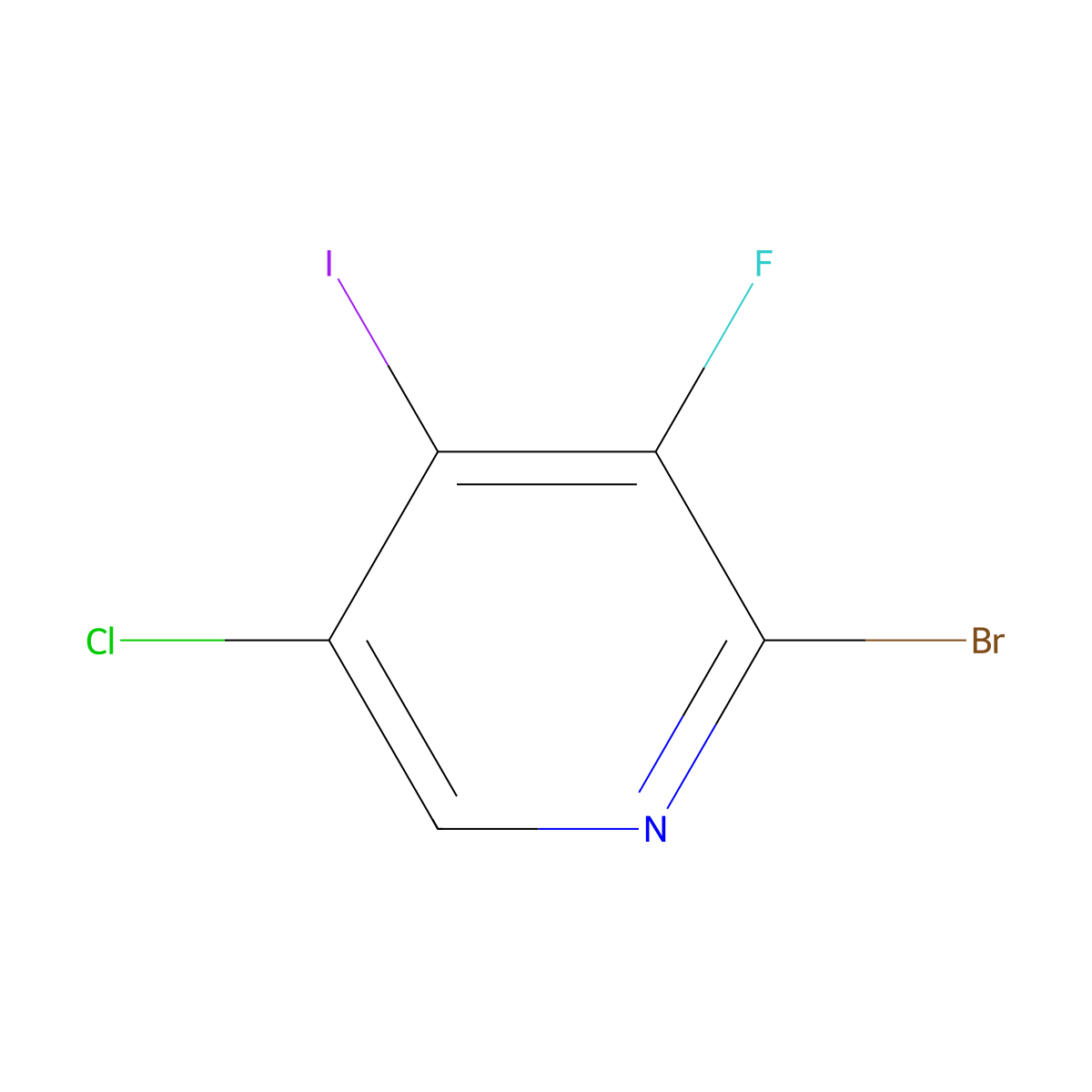 2-Bromo-5-chloro-3-fluoro-4-iodopyridine molecular structure, CAS 514798-05-1