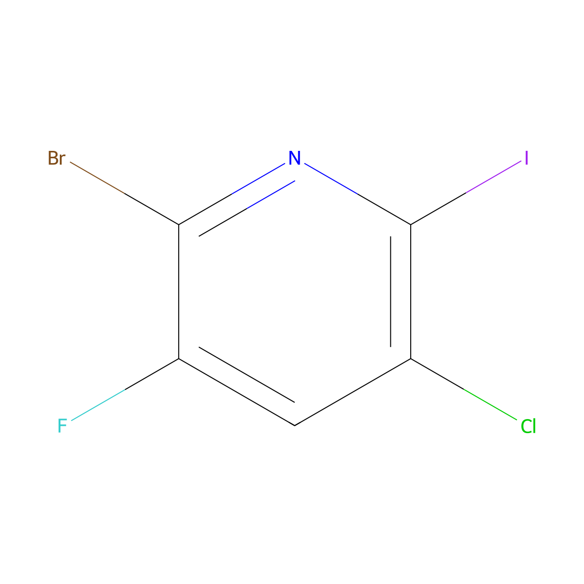 2-Bromo-5-chloro-3-fluoro-6-iodopyridine molecular structure, CAS 514798-09-5