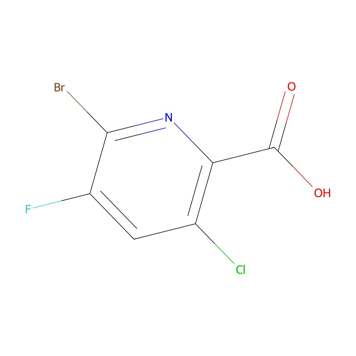 6-Bromo-3-chloro-5-fluoropicolinic acid molecular structure, CAS 514798-17-5
