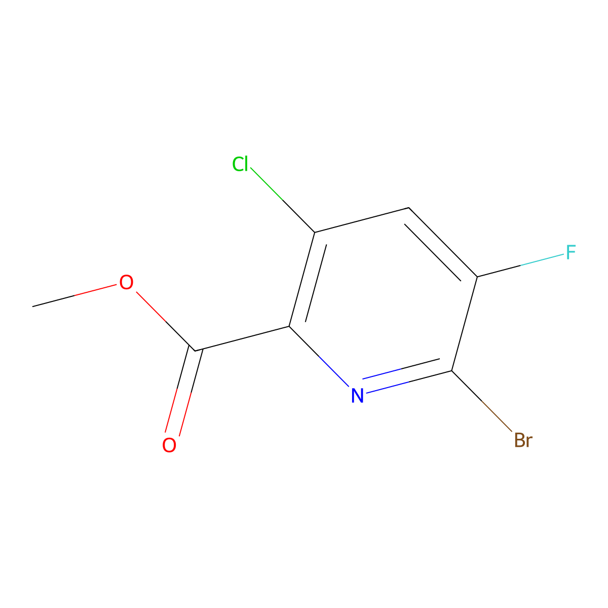 Methyl 6-bromo-3-chloro-5-fluoropicolinate molecular structure, CAS 514798-19-7