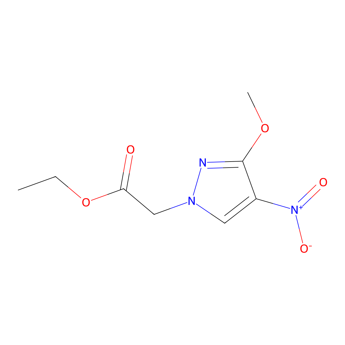 Ethyl 2-(3-methoxy-4-nitro-1H-pyrazol-1-yl)acetate molecular structure, CAS 514799-06-5