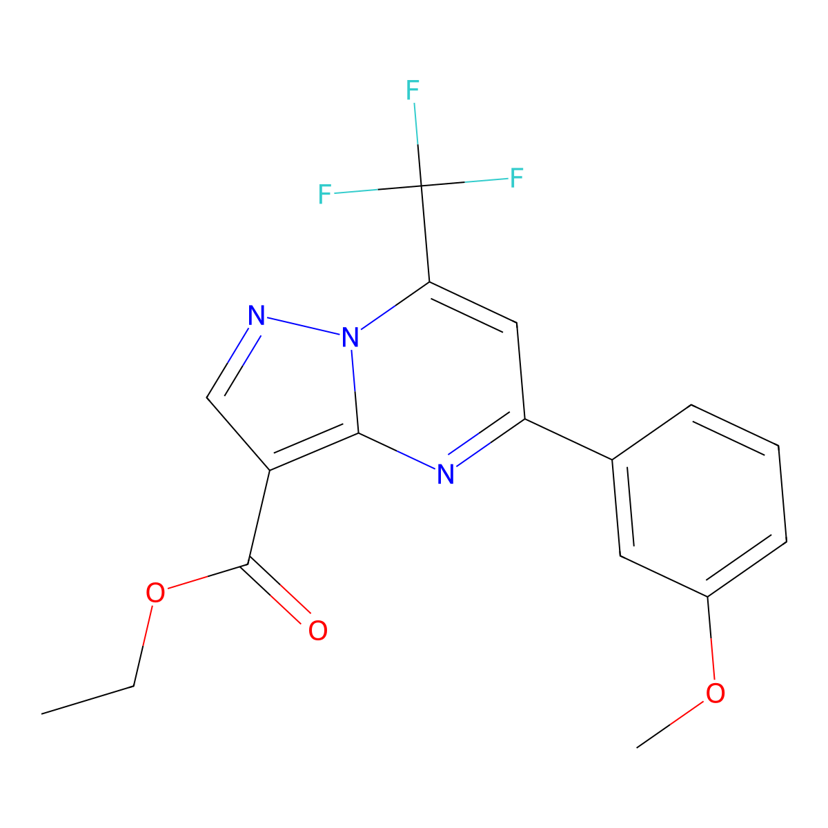 Ethyl 5-(3-methoxyphenyl)-7-(trifluoromethyl)pyrazolo[1,5-a]pyrimidine-3-carboxylate molecular structure, CAS 514799-10-1