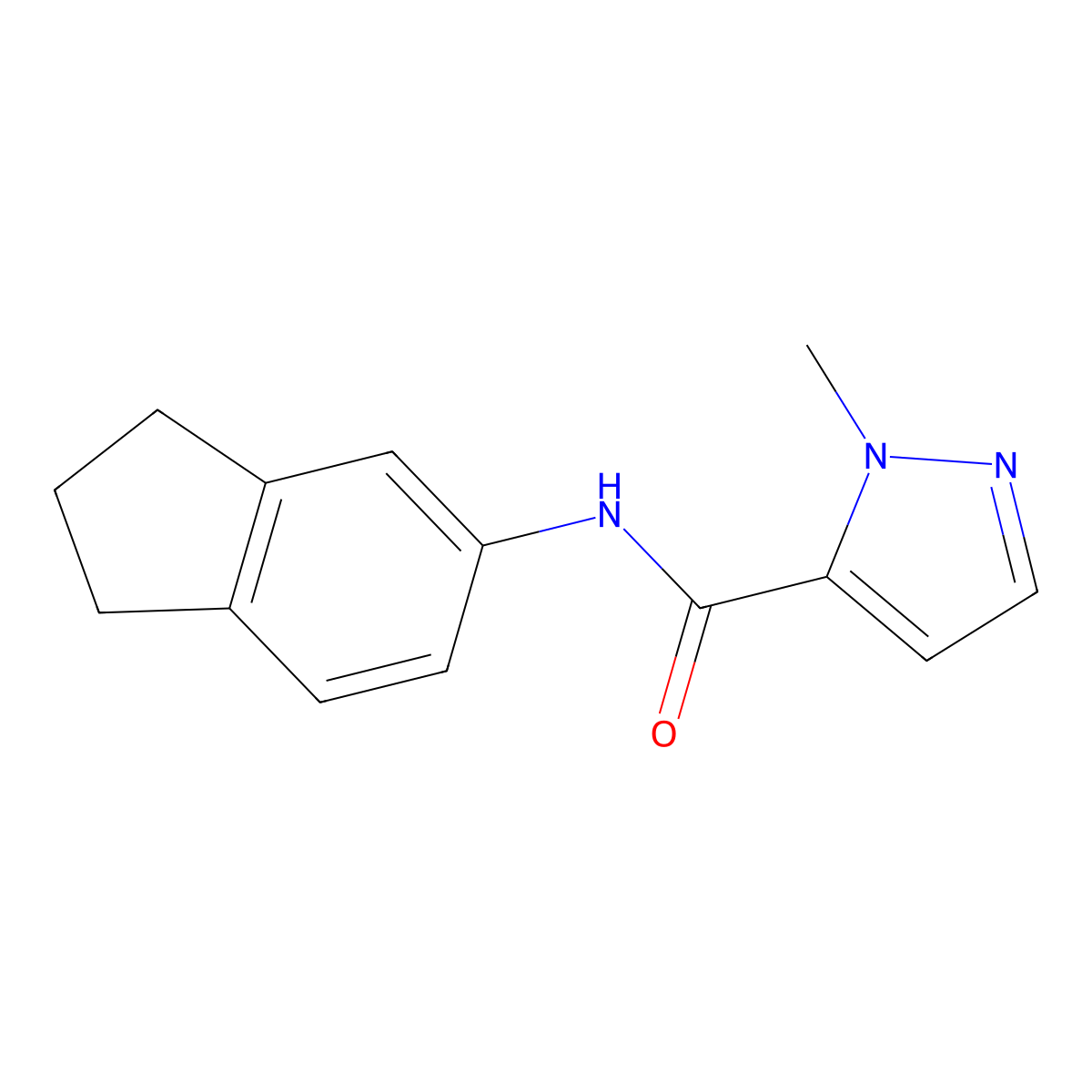 N-(2,3-dihydro-1H-inden-5-yl)-1-methyl-1H-pyrazole-5-carboxamide molecular structure, CAS 514799-39-4