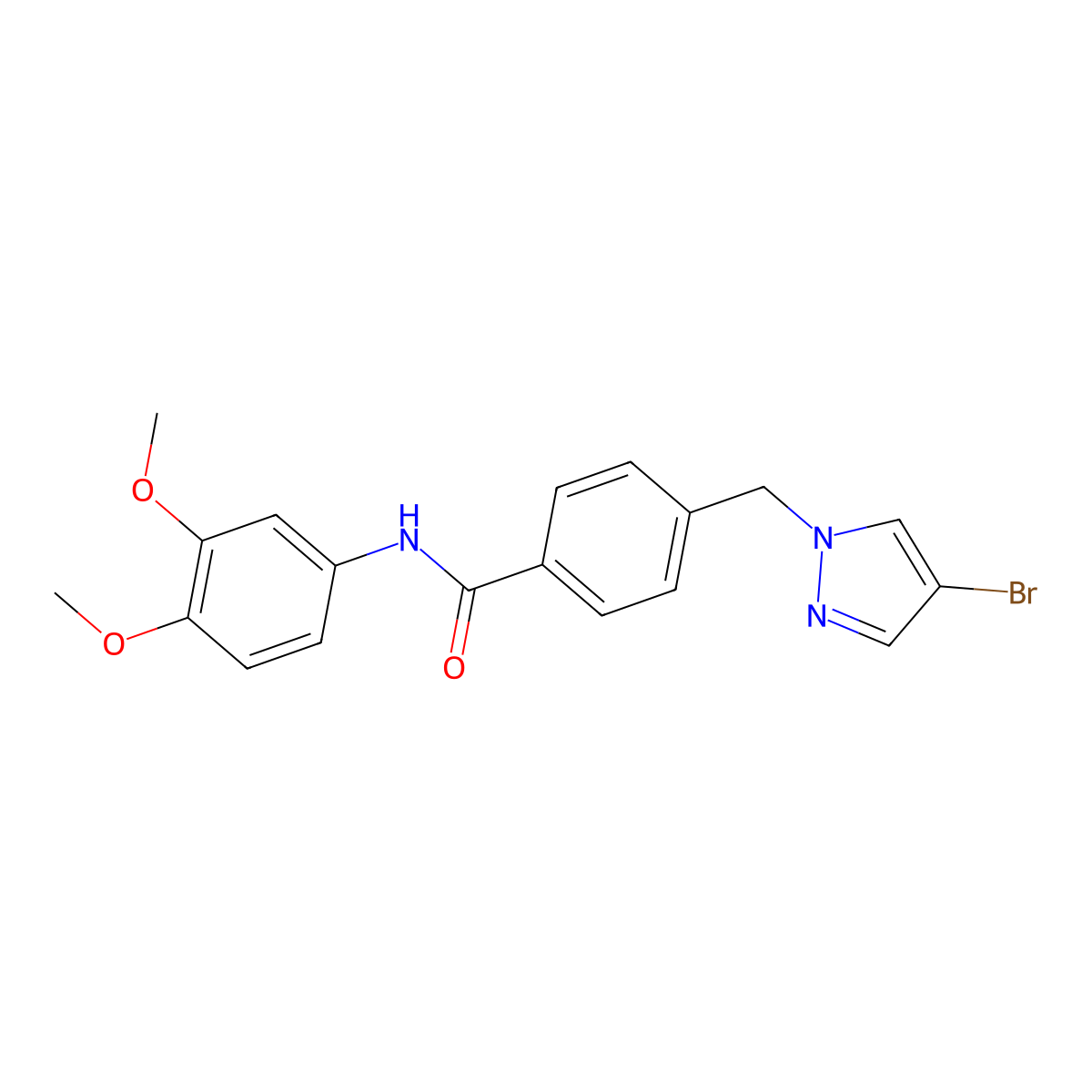 4-[(4-bromo-1H-pyrazol-1-yl)methyl]-N-(3,4-dimethoxyphenyl)benzamide molecular structure, CAS 514799-47-4