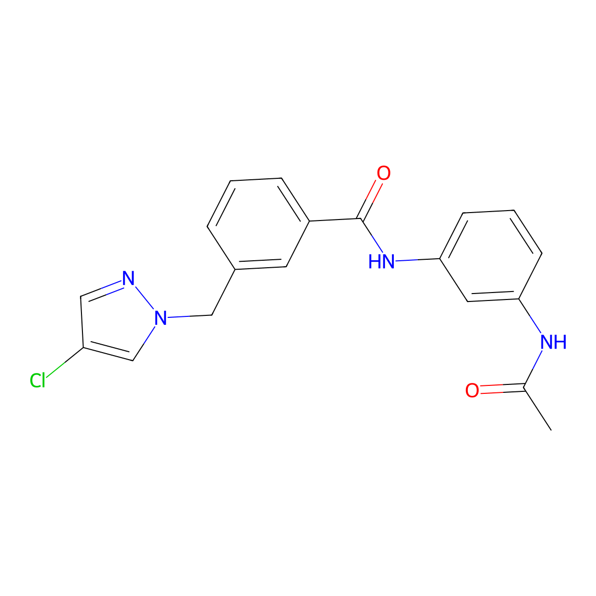 N-[3-(acetylamino)phenyl]-3-[(4-chloro-1H-pyrazol-1-yl)methyl]benzamide molecular structure, CAS 514799-69-0