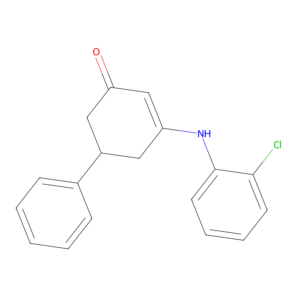 3-((2-Chlorophenyl)amino)-5-phenylcyclohex-2-EN-1-one molecular structure, CAS 51480-76-3