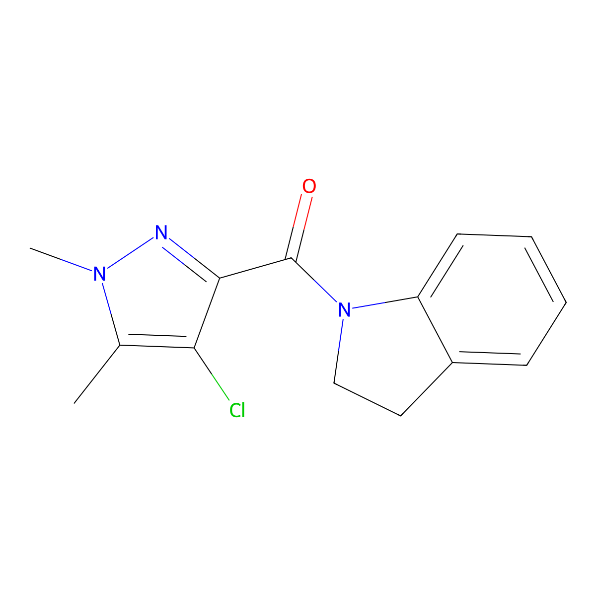 (4-Chloro-1,5-dimethylpyrazol-3-yl)-(2,3-dihydroindol-1-yl)methanone molecular structure, CAS 514800-19-2