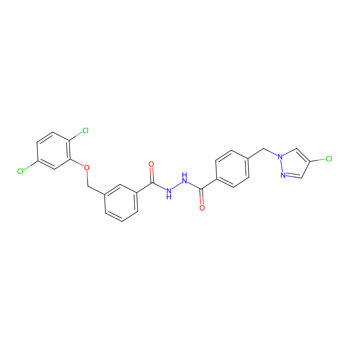N'-[4-[(4-chloropyrazol-1-yl)methyl]benzoyl]-3-[(2,5-dichlorophenoxy)methyl]benzohydrazide molecular structure, CAS 514800-62-5