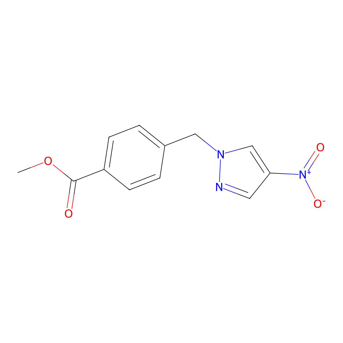Methyl 4-((4-nitro-1H-pyrazol-1-yl)methyl)benzoate molecular structure, CAS 514800-69-2