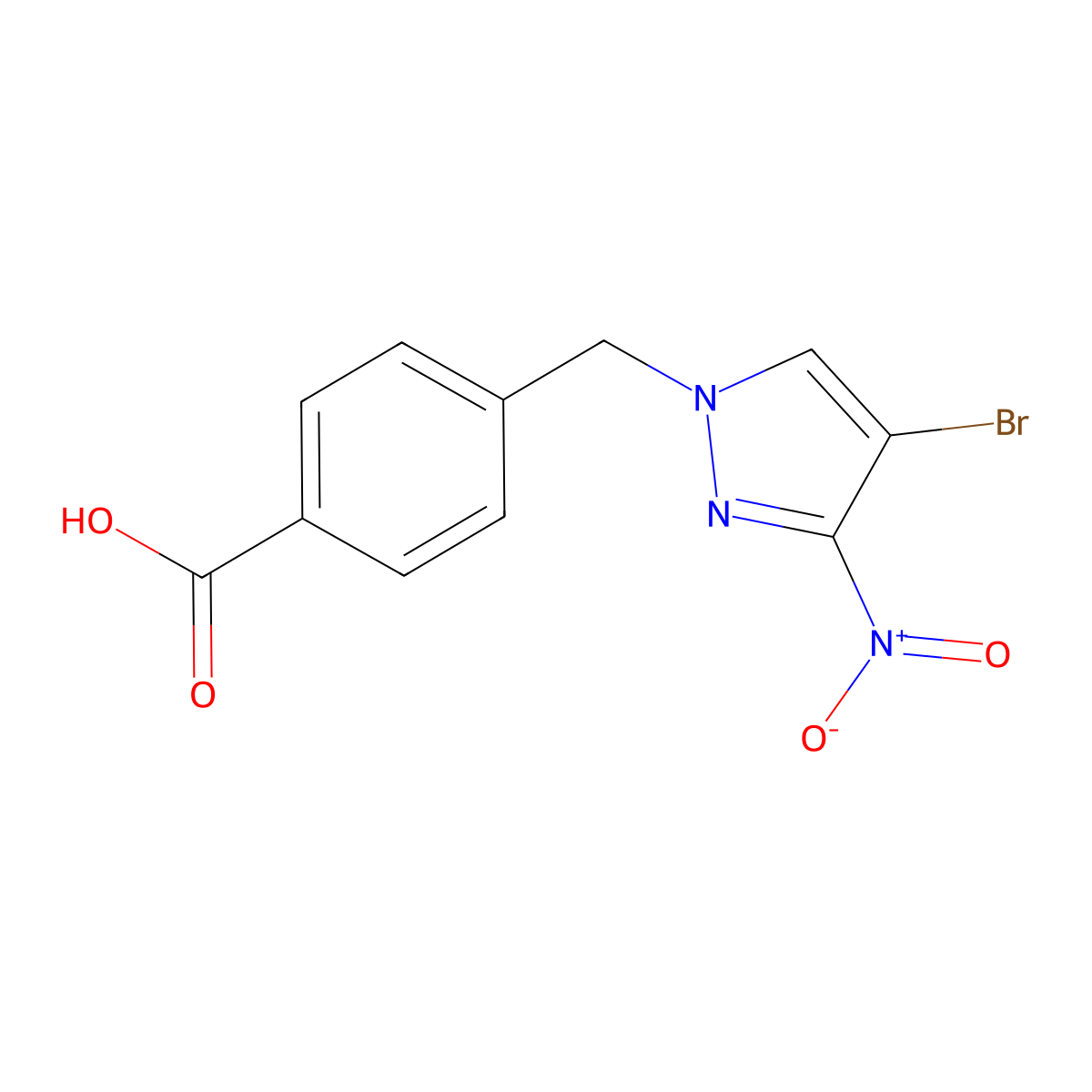 4-[(4-bromo-3-nitro-1H-pyrazol-1-yl)methyl]benzoic acid molecular structure, CAS 514800-72-7