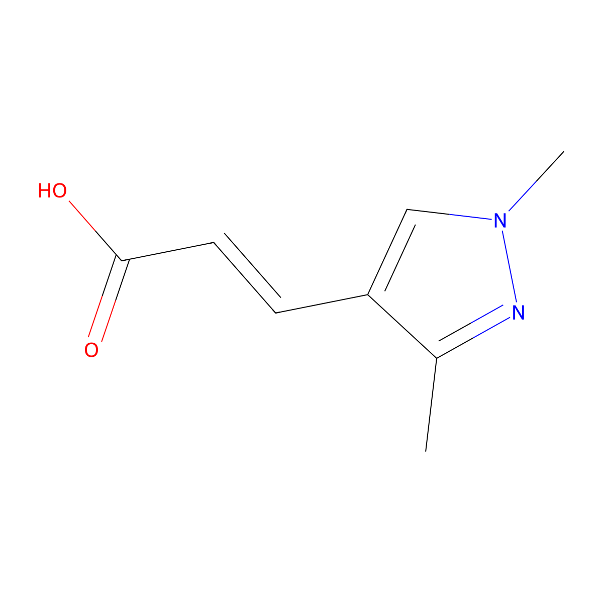 (2E)-3-(1,3-Dimethyl-1H-pyrazol-4-yl)-2-propenoic acid molecular structure, CAS 514800-75-0