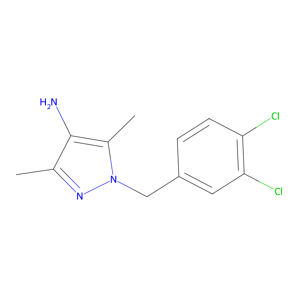 1-(3,4-Dichlorobenzyl)-3,5-dimethyl-1H-pyrazol-4-amine molecular structure, CAS 514800-76-1