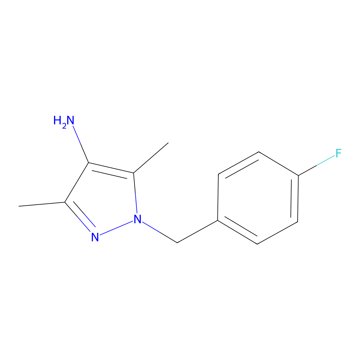 1-((4-Fluorophenyl)methyl)-3,5-dimethyl-1H-pyrazol-4-amine molecular structure, CAS 514800-78-3