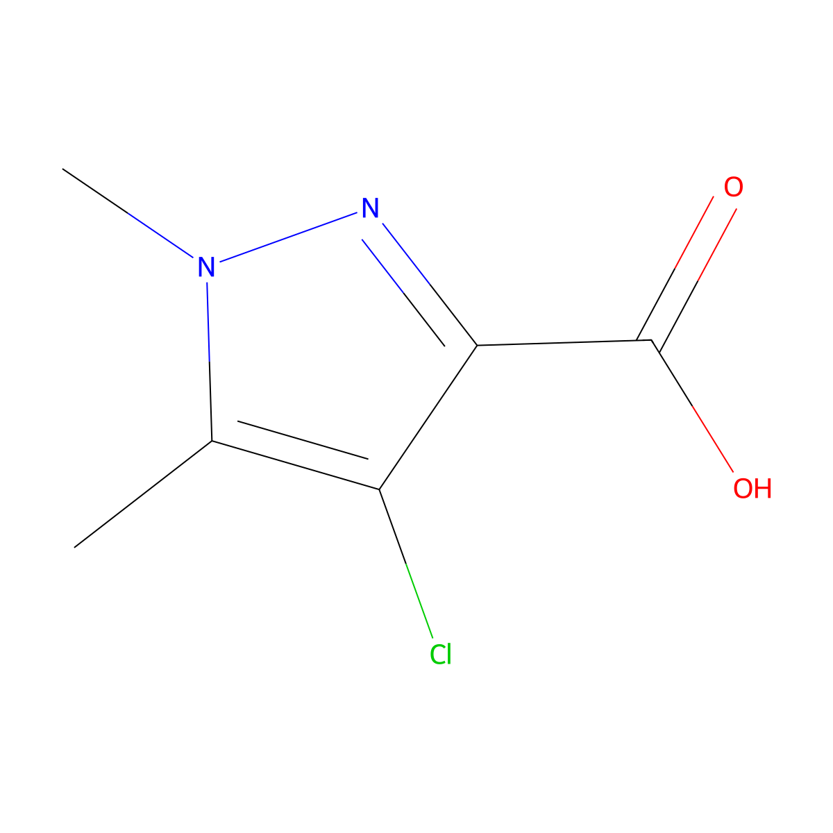 4-chloro-1,5-dimethyl-1H-pyrazole-3-carboxylic acid molecular structure, CAS 514800-80-7