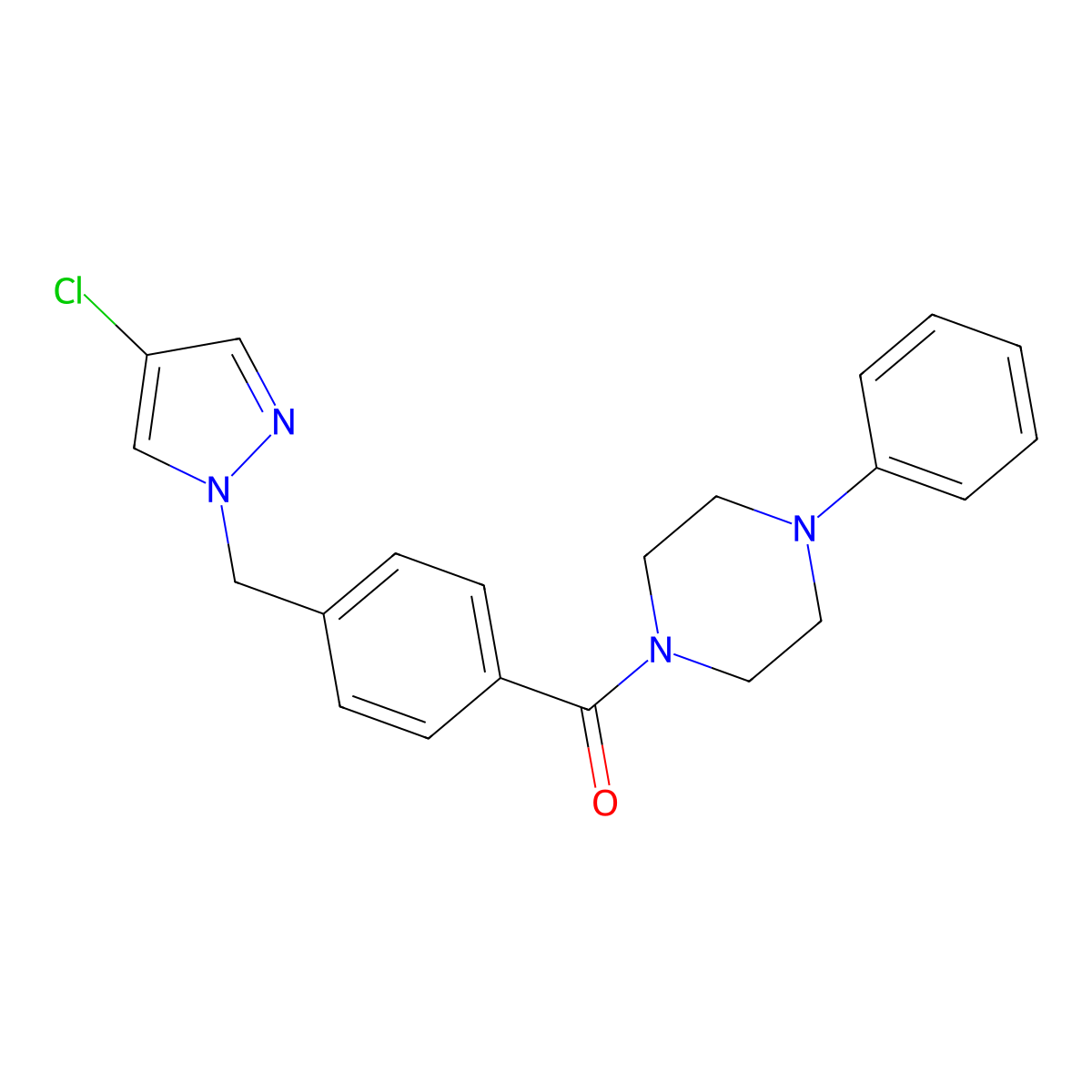 Methanone, (4-((4-chloro-1H-pyrazol-1-yl)methyl)phenyl)(4-phenyl-1-piperazinyl)- molecular structure, CAS 514800-81-8