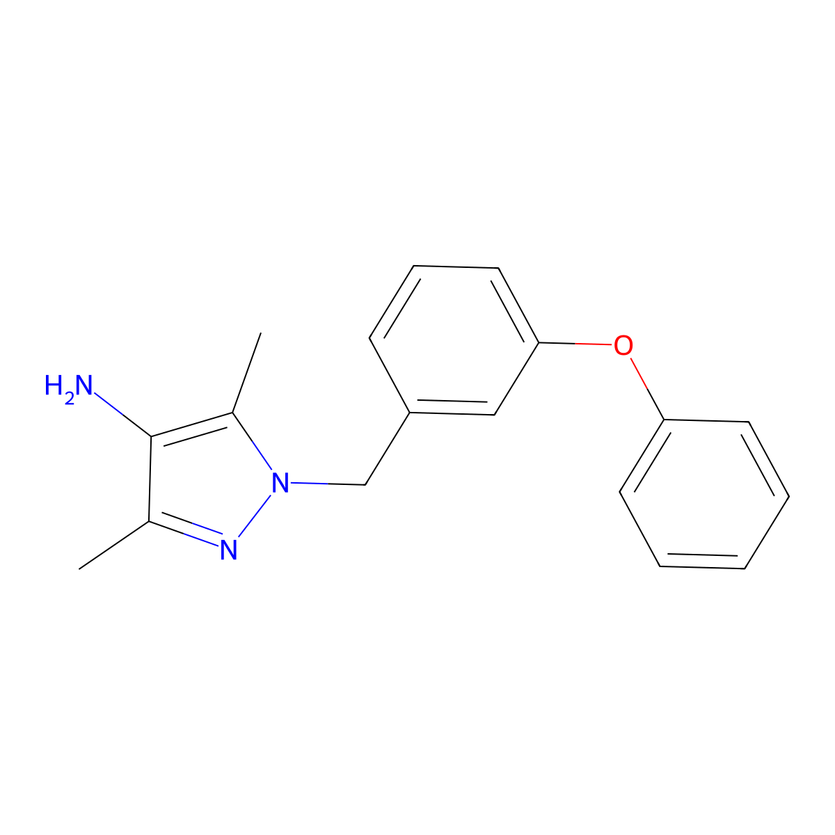 3,5-Dimethyl-1-(3-phenoxybenzyl)-1H-pyrazol-4-amine molecular structure, CAS 514800-85-2