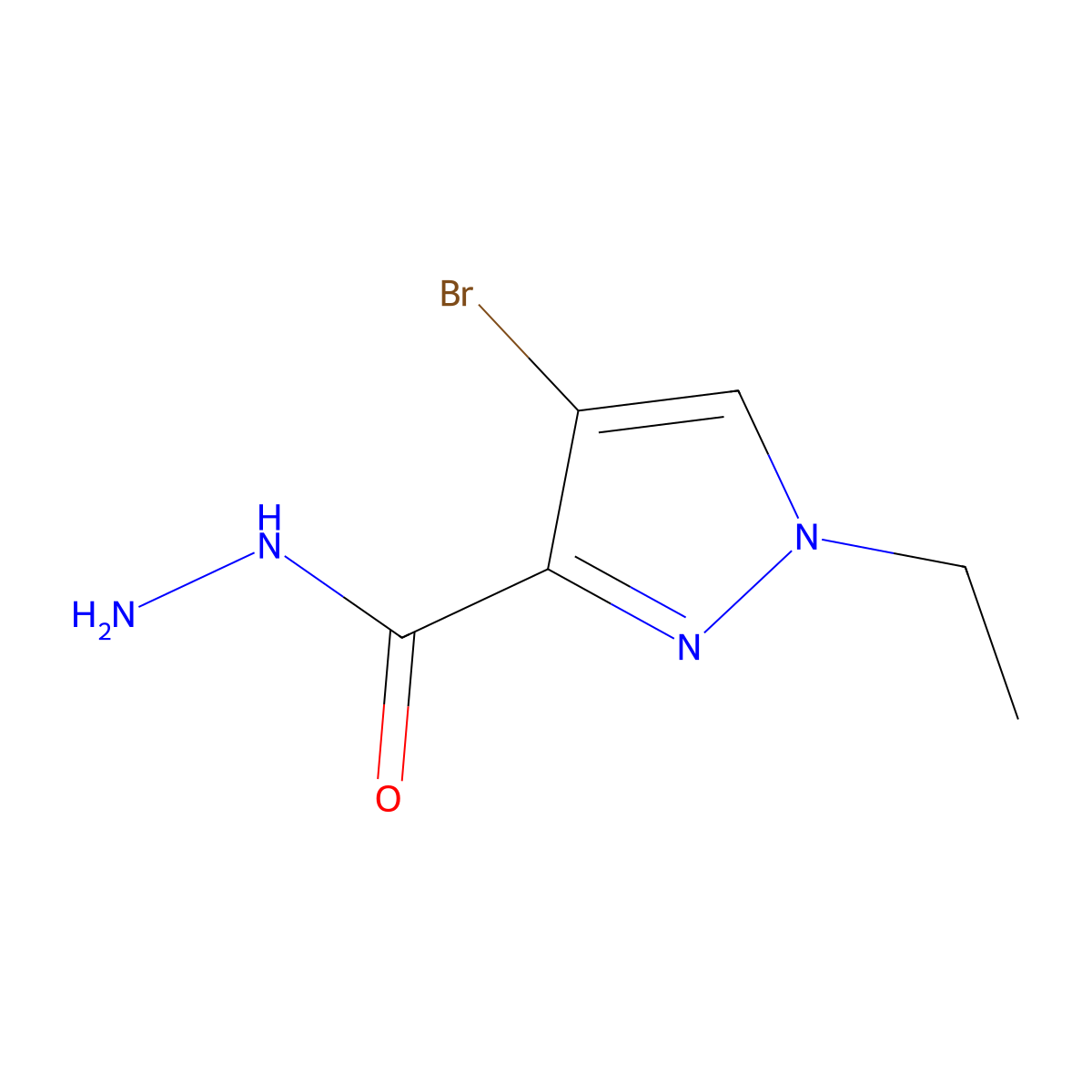 4-bromo-1-ethyl-1H-pyrazole-3-carbohydrazide molecular structure, CAS 514800-87-4