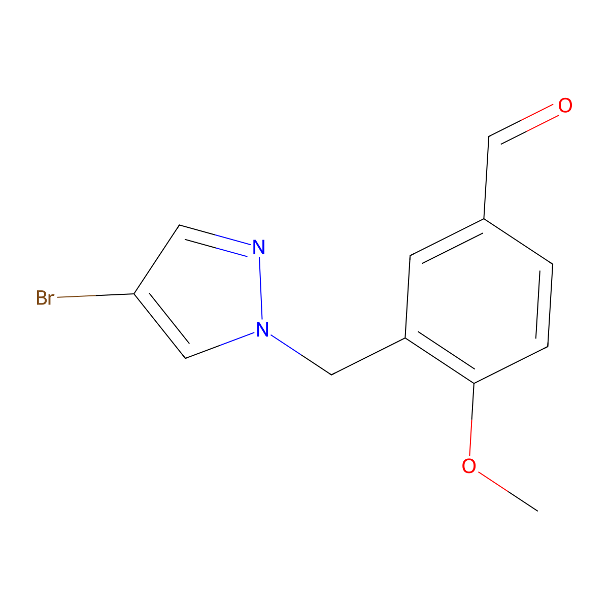 Benzaldehyde, 3-[(4-bromo-1H-pyrazol-1-yl)methyl]-4-methoxy- molecular structure, CAS 514800-96-5