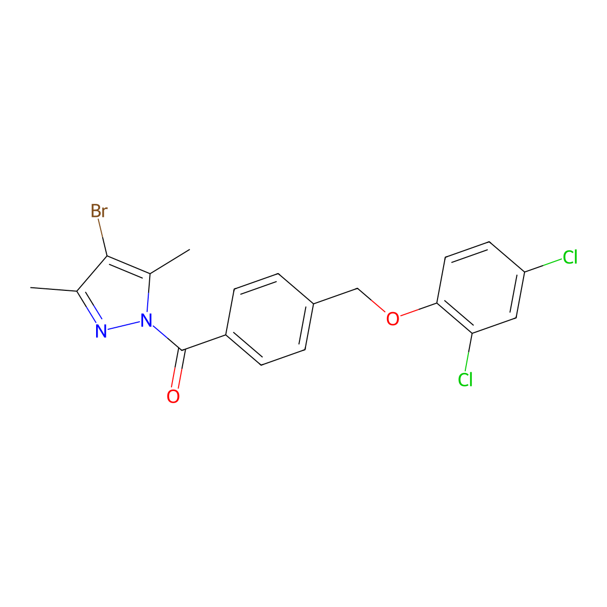 (4-bromo-3,5-dimethyl-1H-pyrazol-1-yl){4-[(2,4-dichlorophenoxy)methyl]phenyl}methanone molecular structure, CAS 514801-00-4