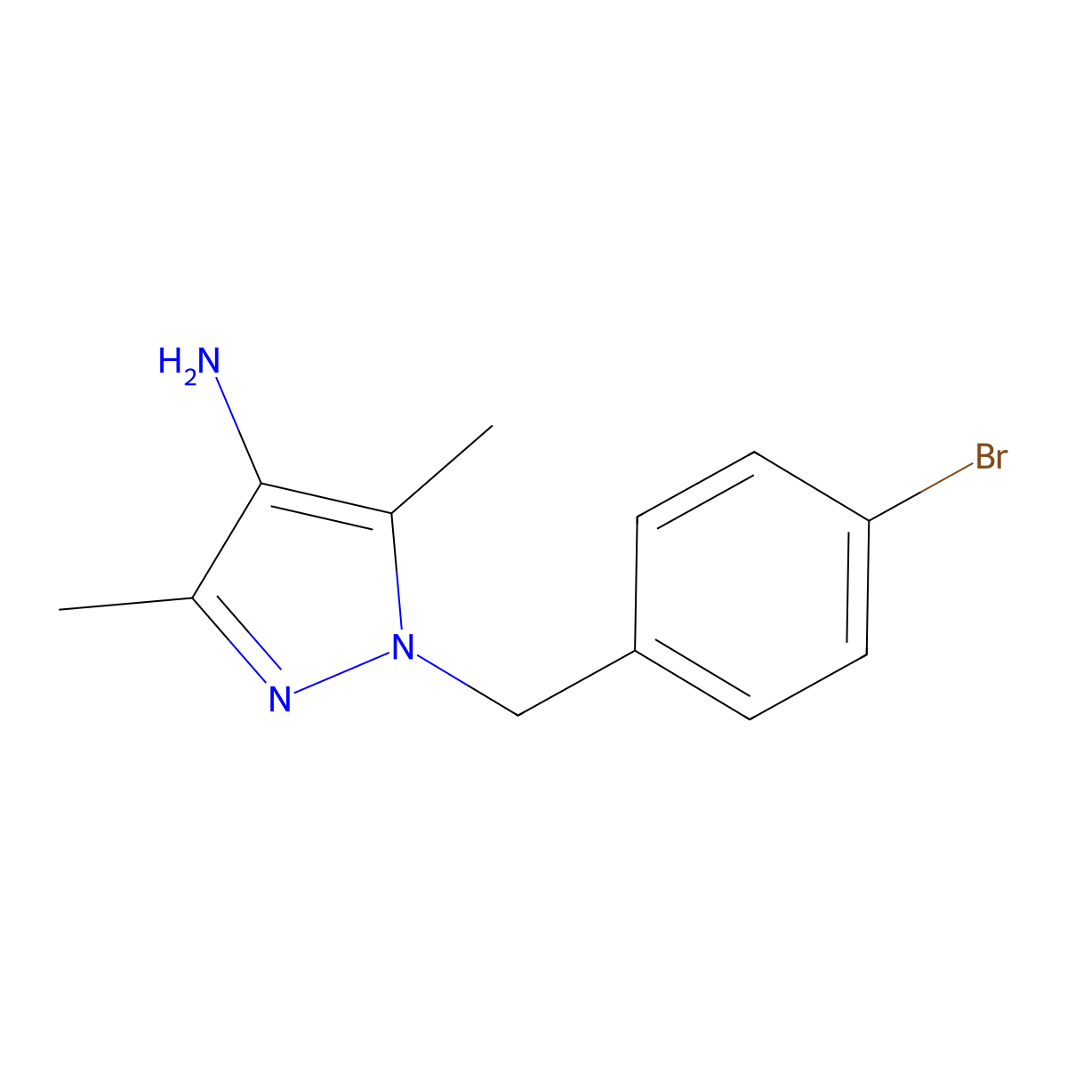 1-(4-bromobenzyl)-3,5-dimethyl-1H-pyrazol-4-amine molecular structure, CAS 514801-02-6
