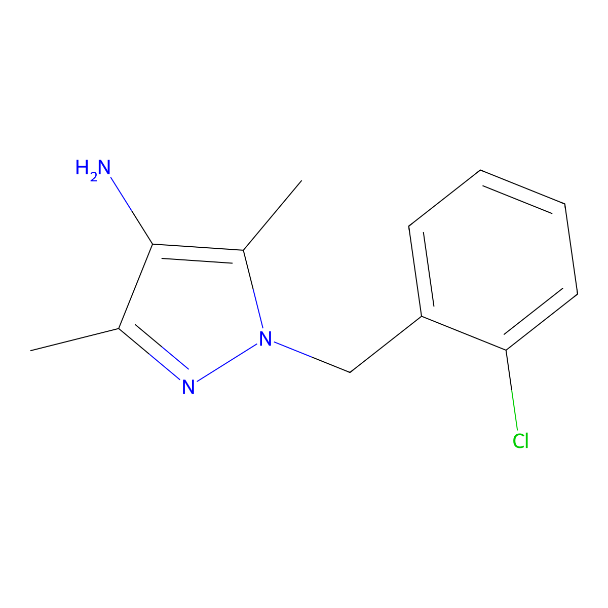 1-(2-Chlorobenzyl)-3,5-dimethyl-1H-pyrazol-4-amine molecular structure, CAS 514801-03-7