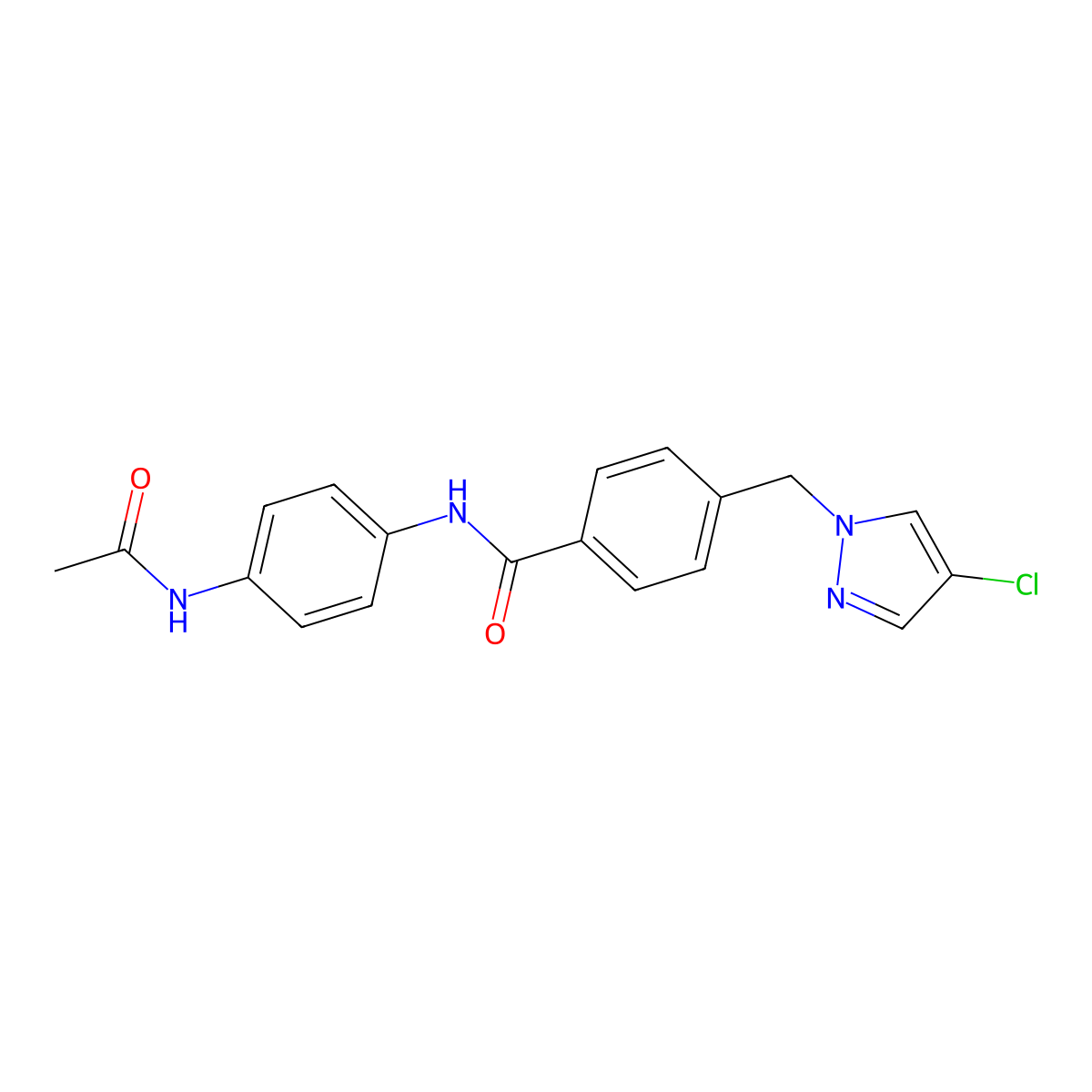 N-(4-acetamidophenyl)-4-[(4-chloropyrazol-1-yl)methyl]benzamide molecular structure, CAS 514801-04-8