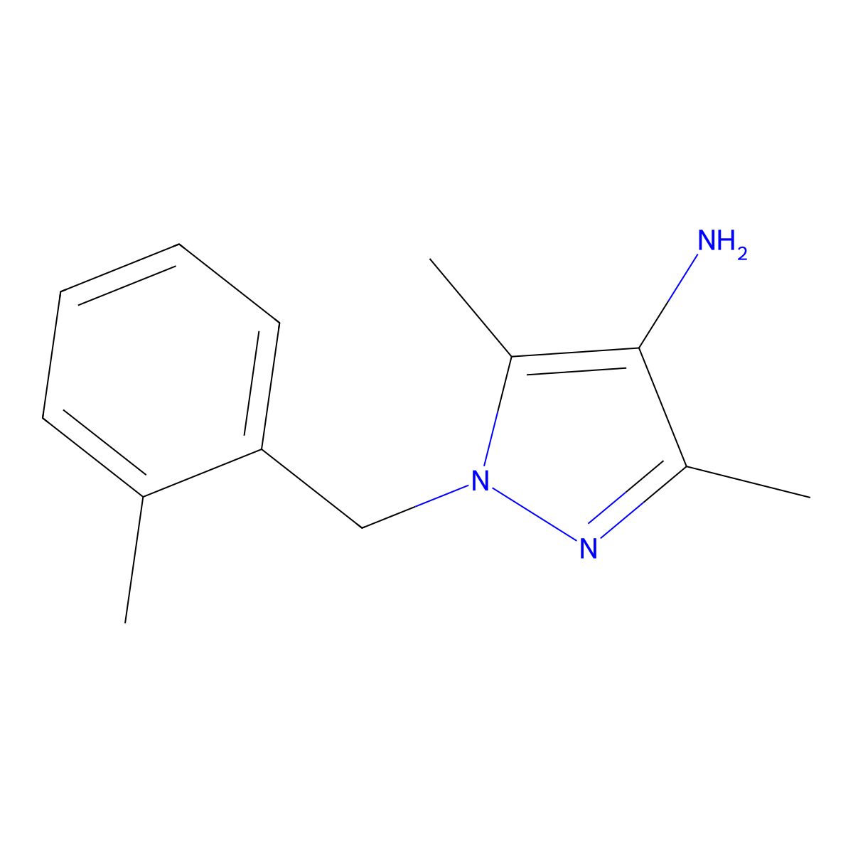 3,5-Dimethyl-1-(2-methylbenzyl)-1H-pyrazol-4-amine molecular structure, CAS 514801-09-3