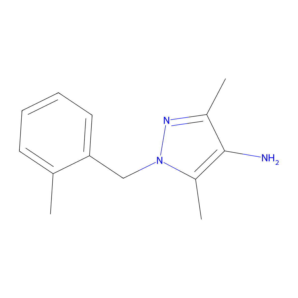 3,5-Dimethyl-1-(2-methylbenzyl)-1H-pyrazol-4-amine molecular structure, CAS 514801-09-3