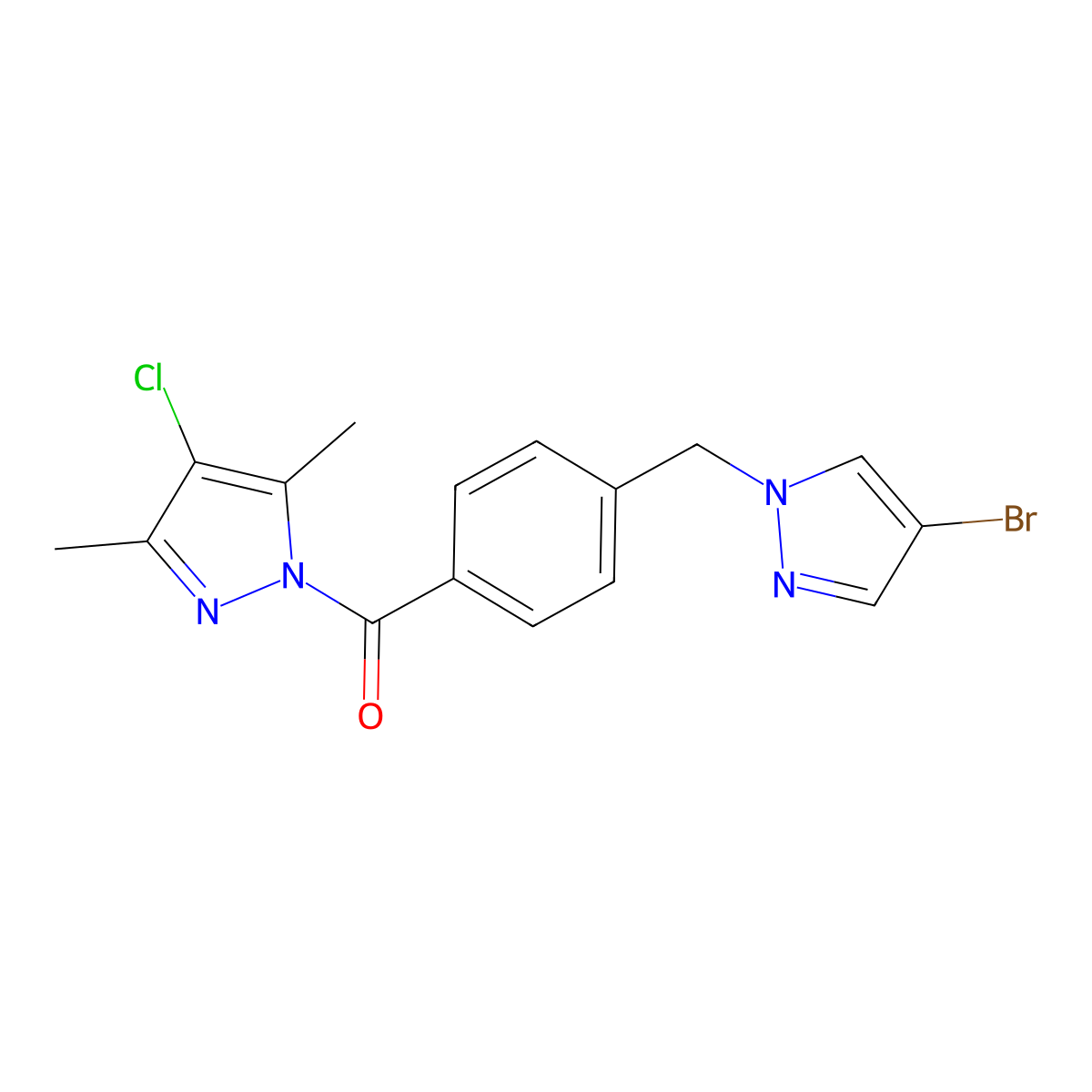 [4-[(4-Bromopyrazol-1-yl)methyl]phenyl]-(4-chloro-3,5-dimethylpyrazol-1-yl)methanone molecular structure, CAS 514801-14-0